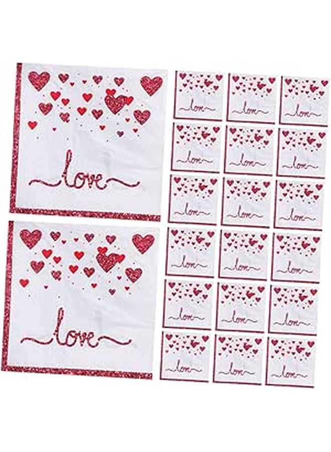 مناديل عيد الحب 40 قطعة بتصاميم قلب رومانسية لحفل زفاف احتفالي - Image 1