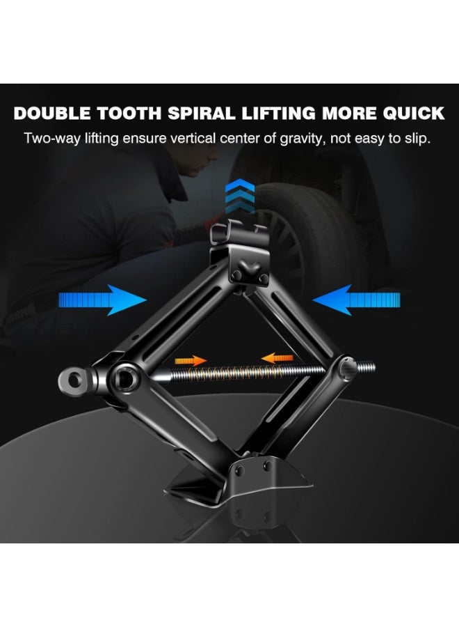طقم رافعة مقص فولاذية 2 طن ومفتاح عجل تلسكوبي - أدوات طوارئ شاملة - جودة عالية لـ إصلاح إطارات السيارات والشاحنات الخفيفة - Image 3