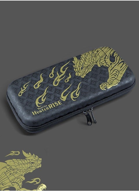 Carrying Case Compatible with Nintendo Switch OLED  Gaming Case with 10 Game Cards Holders, Portable Hardshell Protective Storage Bag Waterproof Console Accessories Case（MONSTER HUNTER WORLD）