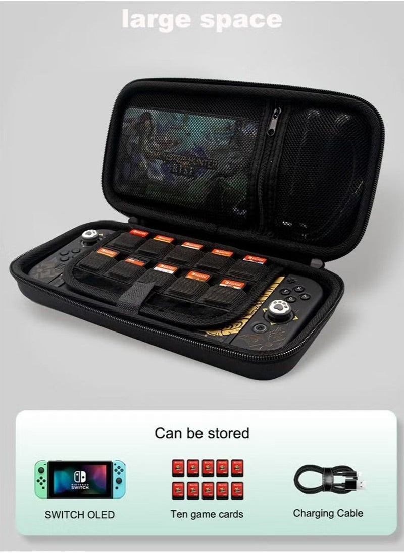 Generic - Carrying Case Compatible with Nintendo Switch OLED  Gaming Case with 10 Game Cards Holders, Portable Hardshell Protective Storage Bag Waterproof Console Accessories Case（MONSTER HUNTER WORLD） - Image 1