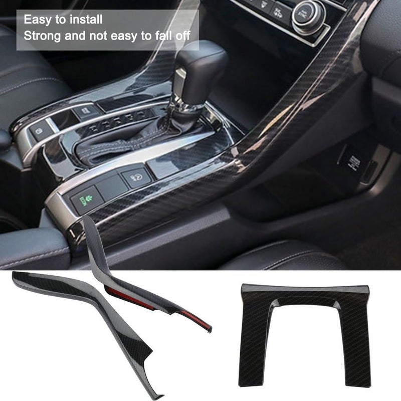 woobles 3Pcs Car Interior Gear Box Console Panel Frame Cover Trim Car Accessories For Civic 16-17 - Image 3