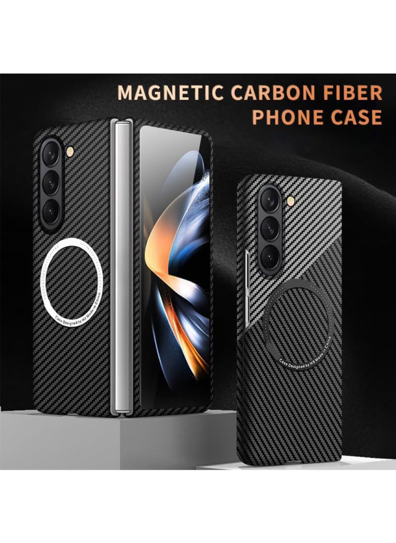 Aookay Case for Samsung Galaxy Z Fold 6 Case, Carbon Fiber Pattern Slim Shockproof Anti-Drop Case for Z Fold 6 [No Front Screen Protector] (Black)  - Image 2