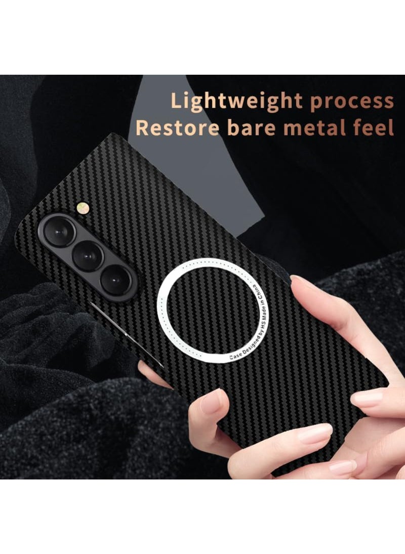 Aookay Case for Samsung Galaxy Z Fold 6 Case, Carbon Fiber Pattern Slim Shockproof Anti-Drop Case for Z Fold 6 [No Front Screen Protector] (Black)  - Image 4