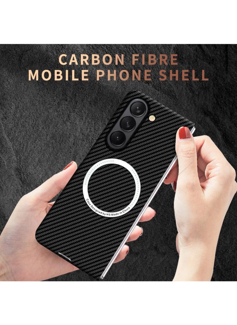 Aookay - Case for Samsung Galaxy Z Fold 6 Case, Carbon Fiber Pattern Slim Shockproof Anti-Drop Case for Z Fold 6 [No Front Screen Protector] (Black) - Image 1
