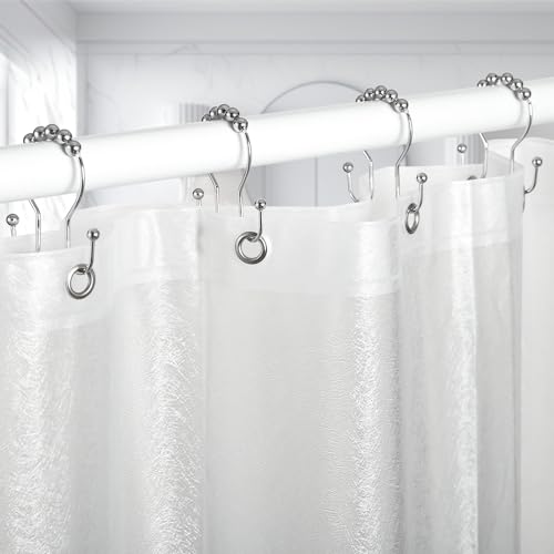 Goowin Shower Curtain Hooks, 12 Pcs Shower Curtain Rings, Stainless Steel Silver Shower Curtain Hooks Rings Rust Proof, Smooth Sliding Anti-Drop Double Shower Hooks for Shower Curtain, Rods (Chrome) - Image 3