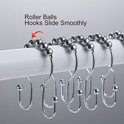 Goowin Shower Curtain Hooks, 12 Pcs Shower Curtain Rings, Stainless Steel Silver Shower Curtain Hooks Rings Rust Proof, Smooth Sliding Anti-Drop Double Shower Hooks for Shower Curtain, Rods (Chrome) - Image 5