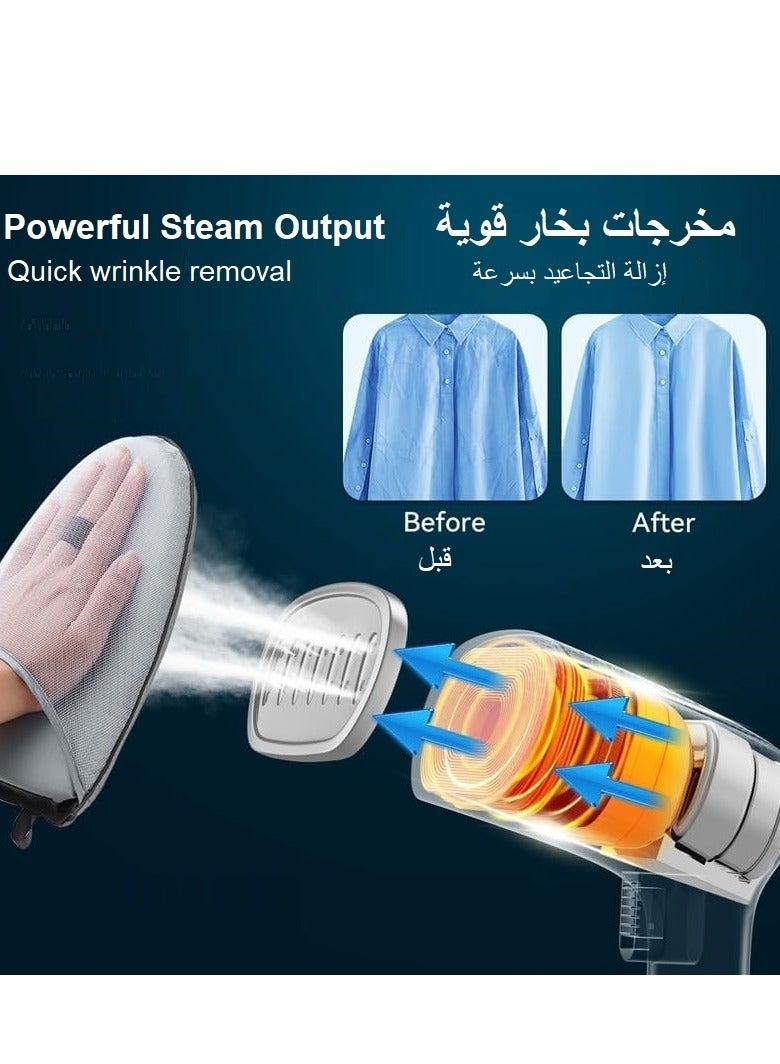 فايماي مكواة بخار للملابس، مكواة بخار للملابس للاستخدام المنزلي والسفر، مكواة بخار محمولة صغيرة الحجم وقابلة للحمل، مكواة بخار للملابس بقوة 1500 واط، مزيلة لتجاعيد الأقمشة مع خزان مياه كبير السعة - مكواة بخار (أسود فاتح) - Image 3