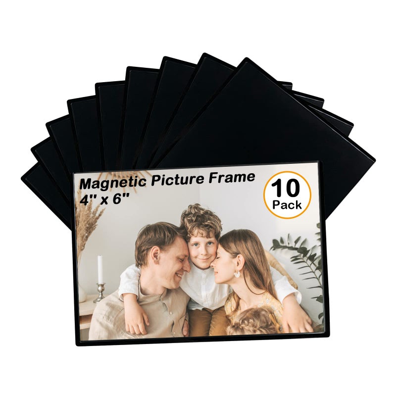 Mingting Magnetic Picture Frame  Holds 4x6 Inches Pictures  Reusable Black Magnet Fridge Photo Sleeves for Refrigerator  Locker Office Cabinet - Image 1