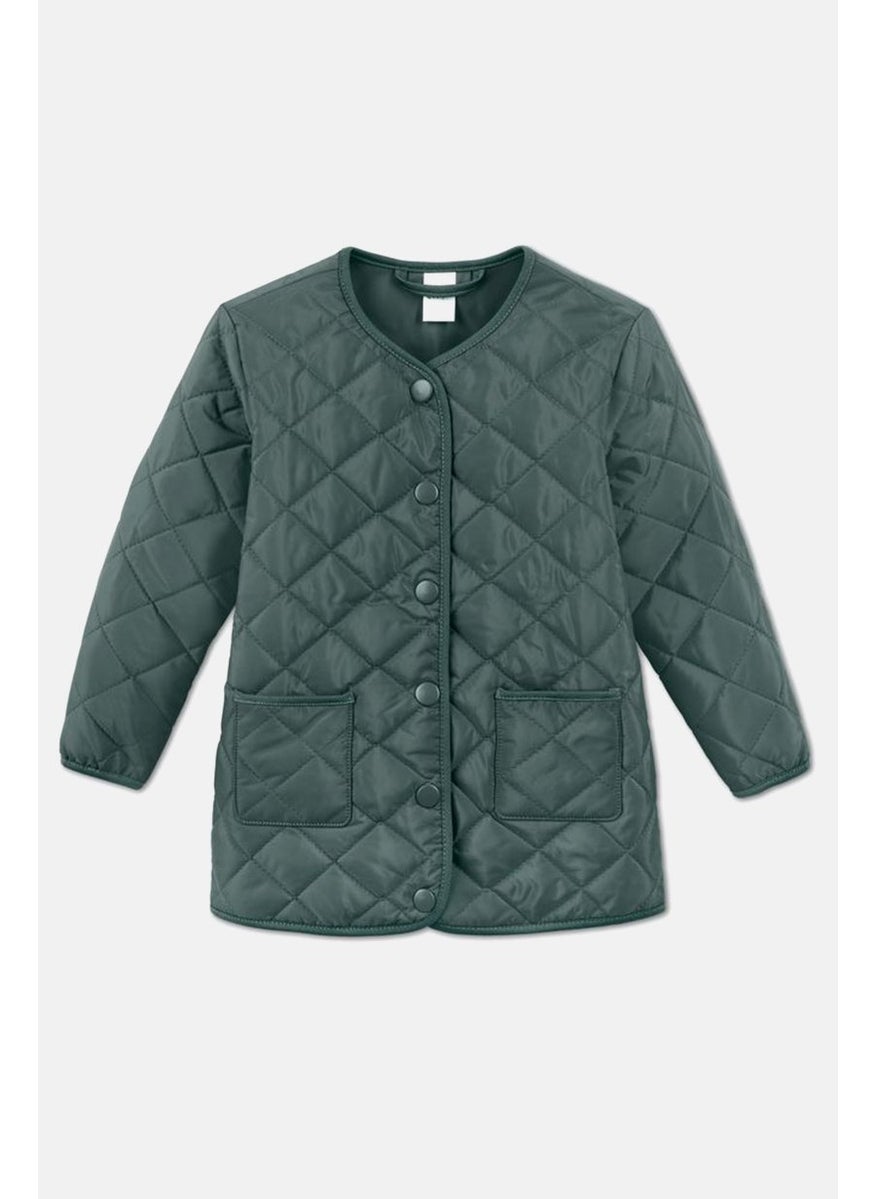 Tchibo - Toddlers Girl Quilted Long Sleeve Jacket, Olive - Image 1