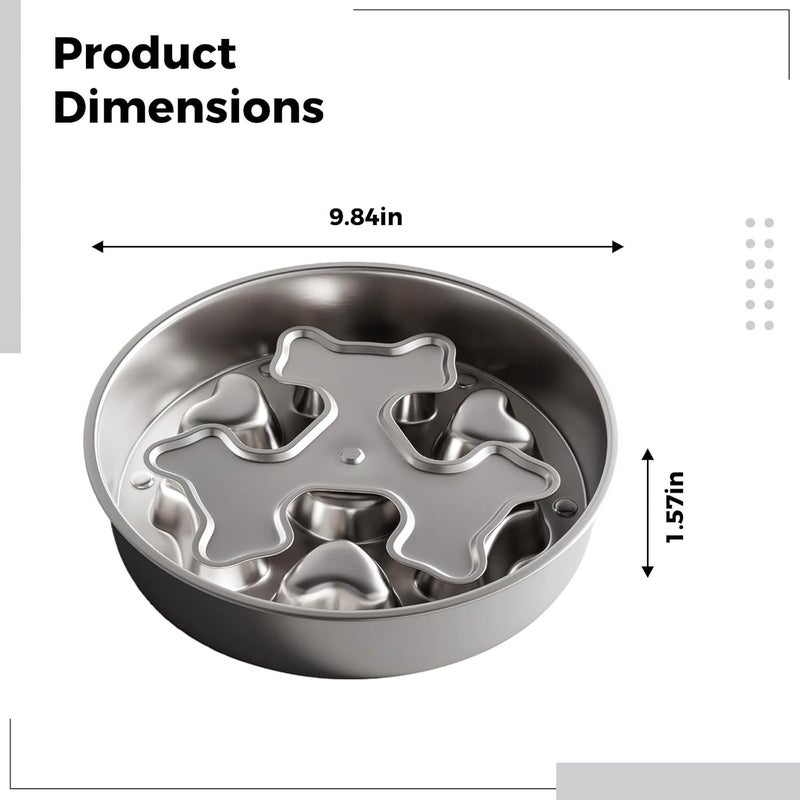 9.8 in Stainless Steel Dog Slow Feeder Bowl, Rotating Bone Design, Heavy Duty Metal Food Bowl for Medium Large Dogs, Anti-Choking Rust Resistant - Image 4