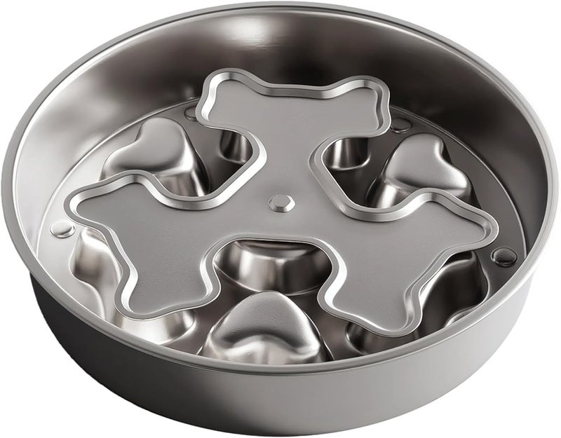 9.8 in Stainless Steel Dog Slow Feeder Bowl, Rotating Bone Design, Heavy Duty Metal Food Bowl for Medium Large Dogs, Anti-Choking Rust Resistant - Image 1