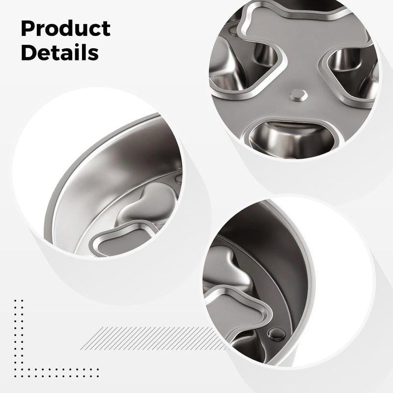 9.8 in Stainless Steel Dog Slow Feeder Bowl, Rotating Bone Design, Heavy Duty Metal Food Bowl for Medium Large Dogs, Anti-Choking Rust Resistant - Image 3