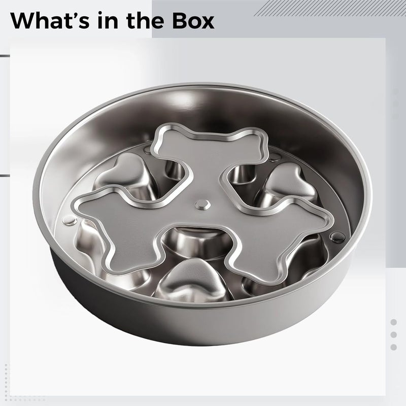9.8 in Stainless Steel Dog Slow Feeder Bowl, Rotating Bone Design, Heavy Duty Metal Food Bowl for Medium Large Dogs, Anti-Choking Rust Resistant - Image 5