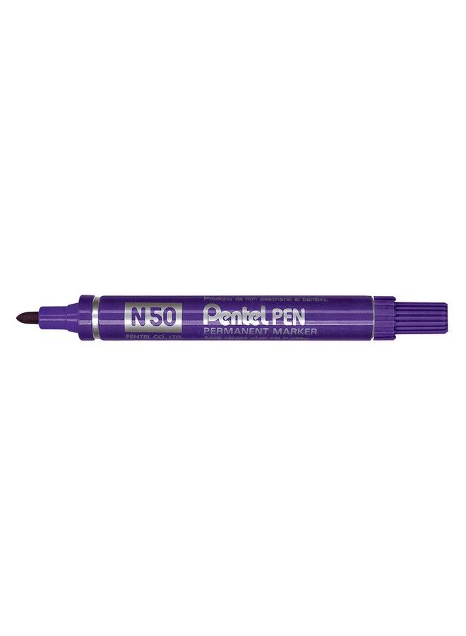 Pentel N50 Permanent Marker Bullet Tip With Aluminium Barrel Waterproof Ink Violet  - Image 1