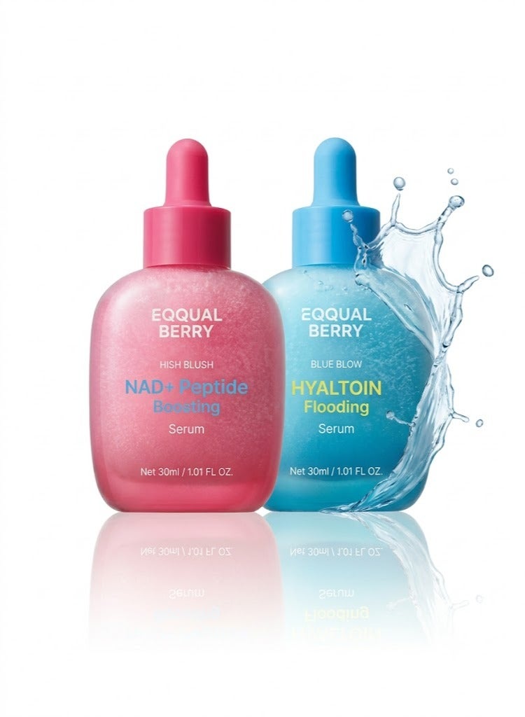 eqqualberry NAD+ Peptide Boosting Serum 30ml – Anti-Aging, Skin Repair, Hydrating & Firming Face Serum for Wrinkles, Fine Lines, and Youthful Glow & Hyaltoin Flooding Serum 30ml | Deep Hydrating & Soothing Face Serum | Intense Moisture Boost, Skin Barrier Care & Plump Glow Bundle - Image 1
