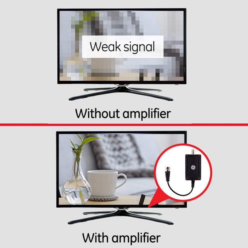 GENERAL ELECTRIC GE Indoor HD Digital TV Antenna Amplifier, Low Noise Antenna Signal Booster, Clears Up Pixelated Low-Strength Channels, Supports HD Smart TV VHF UHF, AC Adapter, Black, 42178 - Image 2