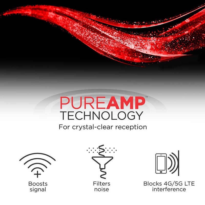 GENERAL ELECTRIC GE Indoor HD Digital TV Antenna Amplifier, Low Noise Antenna Signal Booster, Clears Up Pixelated Low-Strength Channels, Supports HD Smart TV VHF UHF, AC Adapter, Black, 42178 - Image 3