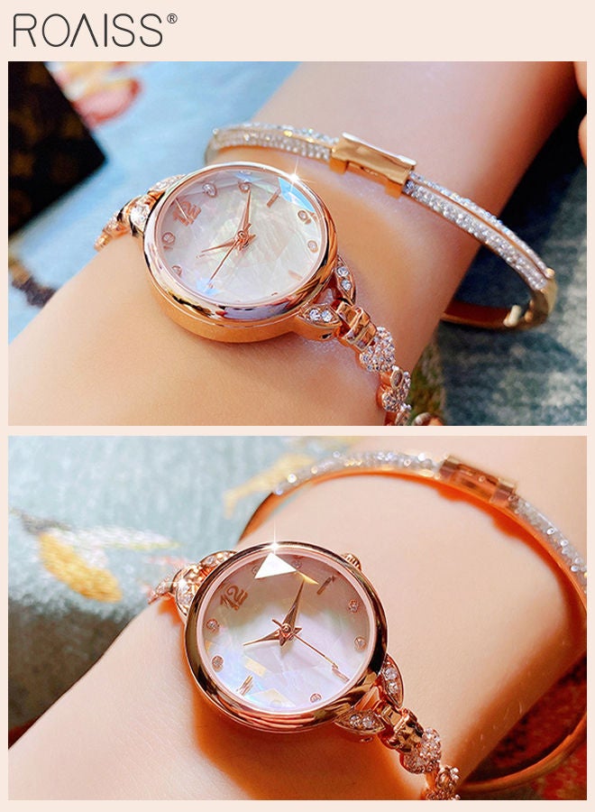roaiss Women's Bracelet Quartz Watch with Analog Display Round White Dial and Heart Design Rhinestone Bracelet Waterproof Elegant Wristwatch as Gift for Ladies  - Image 5