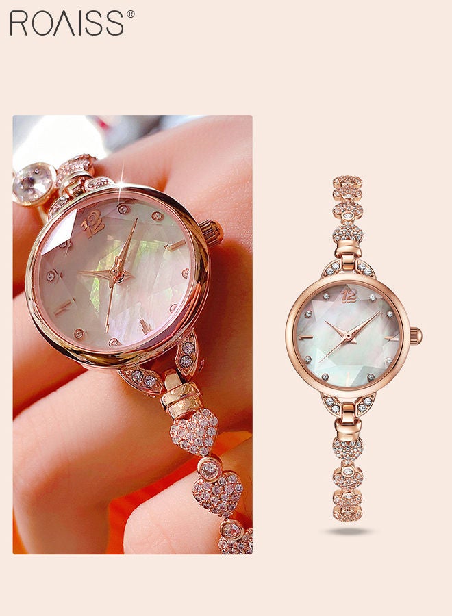 roaiss Women's Bracelet Quartz Watch with Analog Display Round White Dial and Heart Design Rhinestone Bracelet Waterproof Elegant Wristwatch as Gift for Ladies  - Image 4