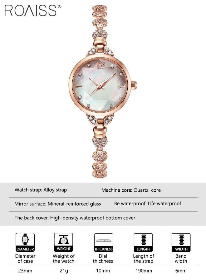 roaiss Women's Bracelet Quartz Watch with Analog Display Round White Dial and Heart Design Rhinestone Bracelet Waterproof Elegant Wristwatch as Gift for Ladies  - Image 3