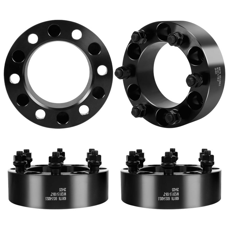 2 6x55 Wheel Spacers for Tacoma 4Runner FJ Cruiser Sequoia 6Lug 6x1397mm Forged Wheel Spacers 108mm Hub Bore with 12x15 ET Lug Nuts