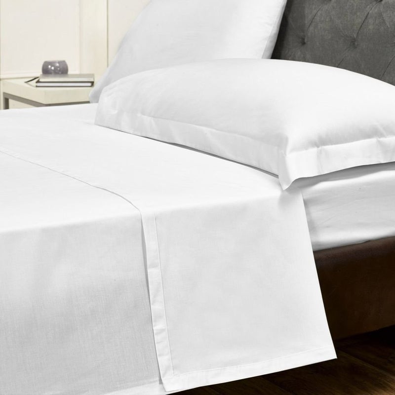 LINENWALAS 300 TC King Size Cotton King Bedsheet with 2 Pillow Covers Luxury Solid Bedsheets in White Soft and Smooth 100 X 108 - Image 3