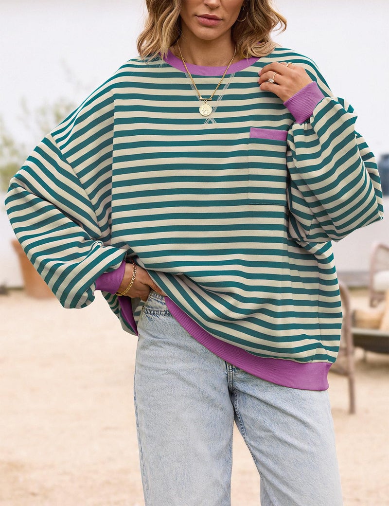 TARSE Oversized Hoodie for Women Comfort Colors Top Trendy Sweatshirt Crewneck Pullover Malachite Green - Image 4