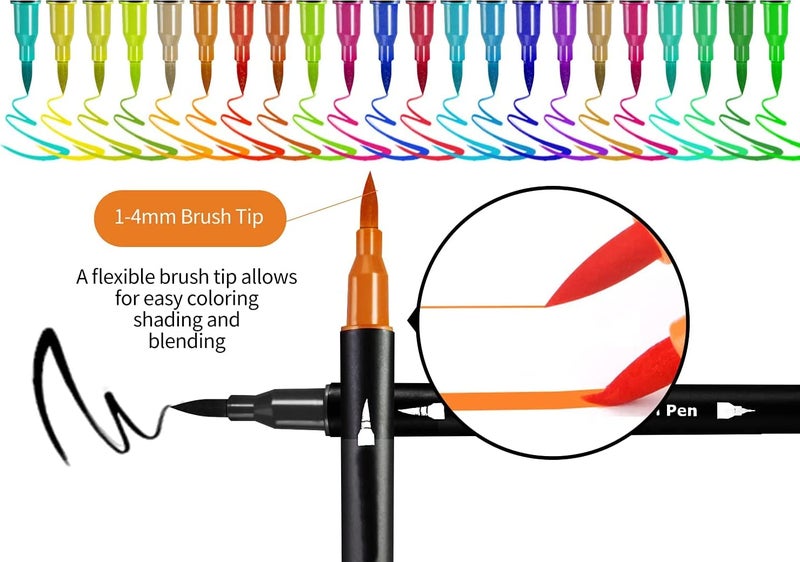 Amitasha Amitasha 24 Shades Watercolor Art Markers Set Washable Water Color Soft Head Fineliner Pens for Drawing Craft Painting Calligraphy Journal Birthday Christmas Gift  - Image 3
