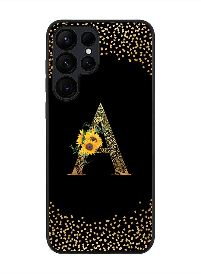 Stylizedd For Samsung Galaxy S25 Ultra 5G Case,Slim fit Camera Protection, Shockproof Thin Phone cover  - Custom Floral Monogram - A ( Black ) - Image 1