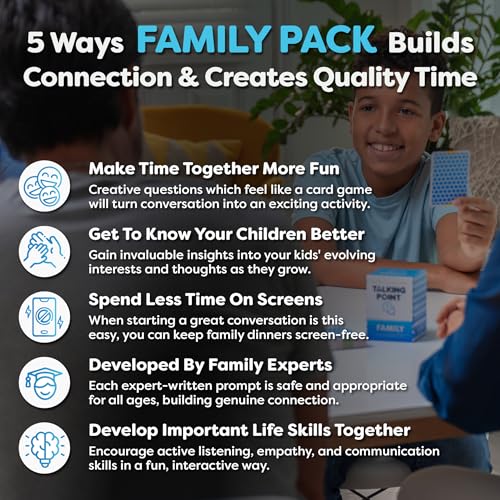 TALKING POINT CARDS 200 Family Conversation Cards Put Down The Phones Connect with Family Get to Know Each Other Better with Meaningful Talk Let Kids Express Themselves Great for Dinner Table Road Trips - Image 5