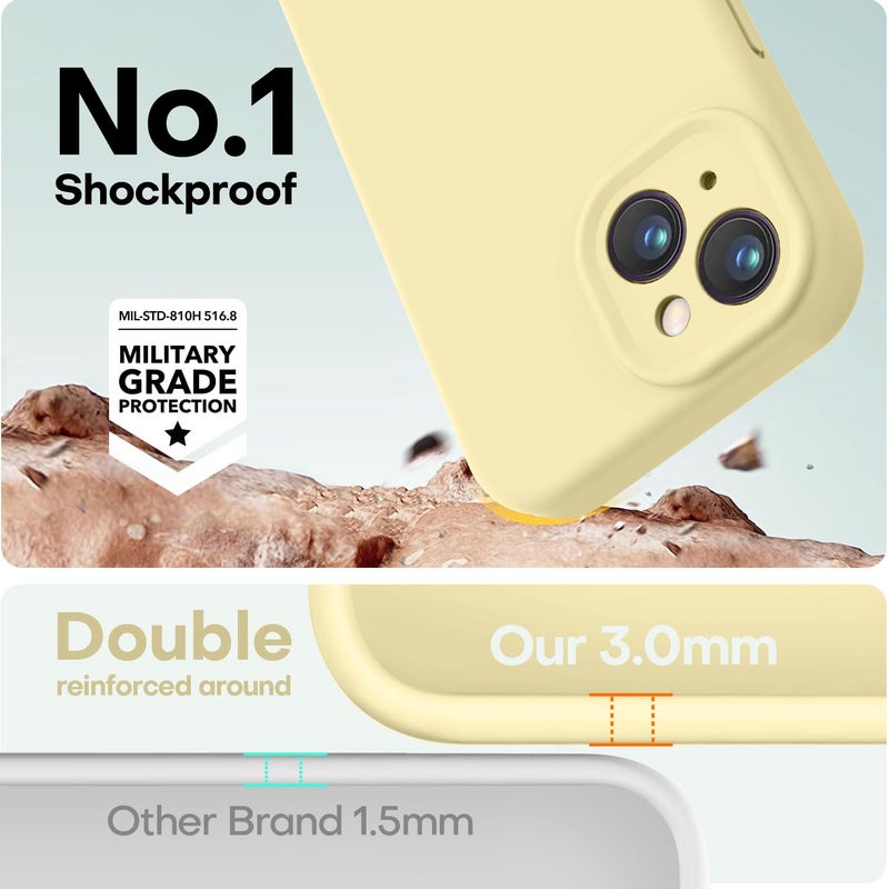 LOVE 3000 Designed for iPhone 14 Case, Premium Silicone with [Soft Anti-Scratch Microfiber Lining] Shockproof Protective Phone Case for Men Women Girls 6.1", Creamy Yellow - Image 4
