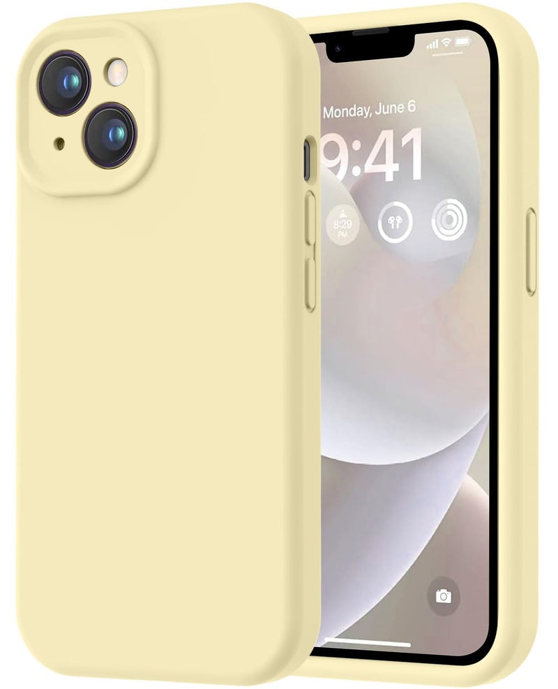LOVE 3000 Designed for iPhone 14 Case, Premium Silicone with [Soft Anti-Scratch Microfiber Lining] Shockproof Protective Phone Case for Men Women Girls 6.1", Creamy Yellow - Image 1