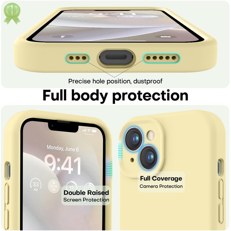 LOVE 3000 Designed for iPhone 14 Case, Premium Silicone with [Soft Anti-Scratch Microfiber Lining] Shockproof Protective Phone Case for Men Women Girls 6.1", Creamy Yellow - Image 3