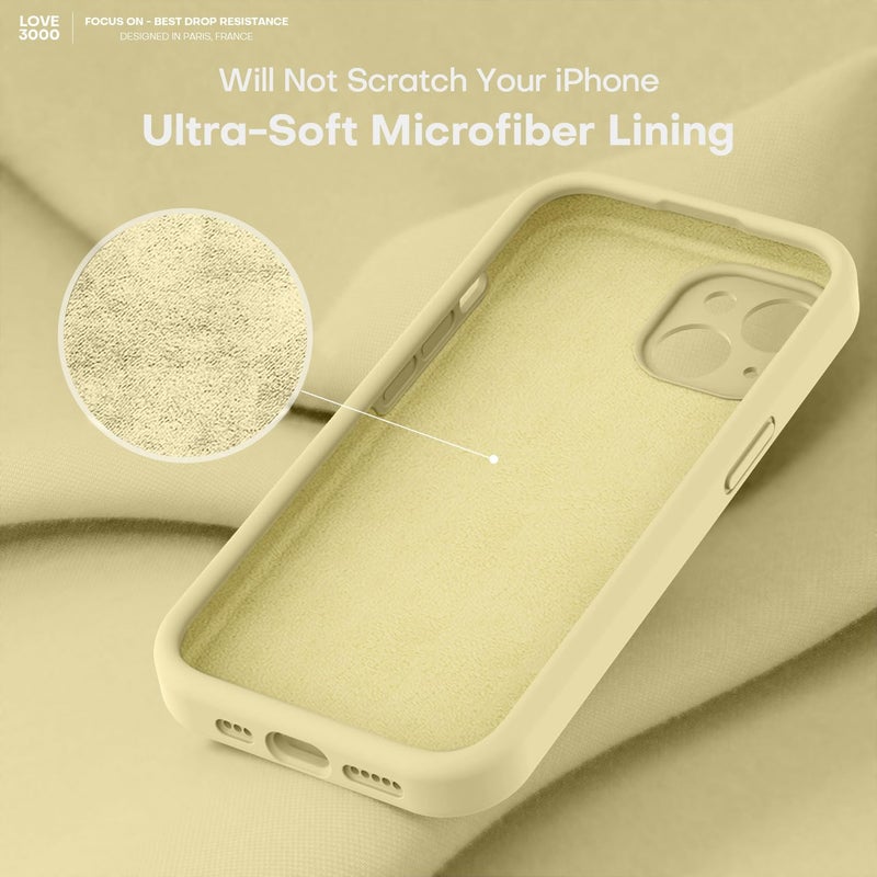 LOVE 3000 Designed for iPhone 14 Case, Premium Silicone with [Soft Anti-Scratch Microfiber Lining] Shockproof Protective Phone Case for Men Women Girls 6.1", Creamy Yellow - Image 5