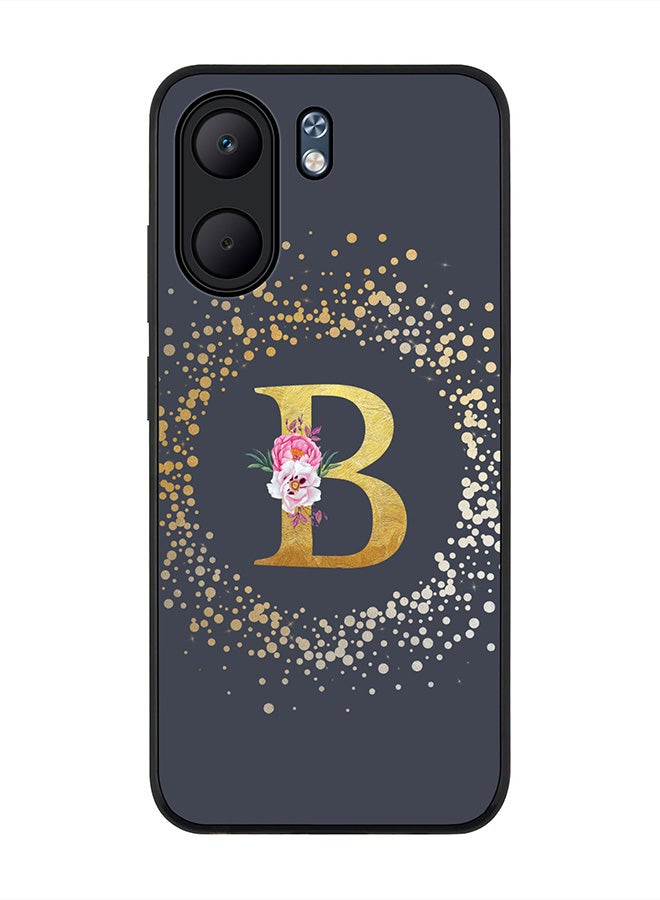Stylizedd For Oppo A5x 5G / A5x 4G Case,Slim fit Camera Protection, Shockproof Thin Phone cover  - Custom Monogram Floral - B  (Grey )