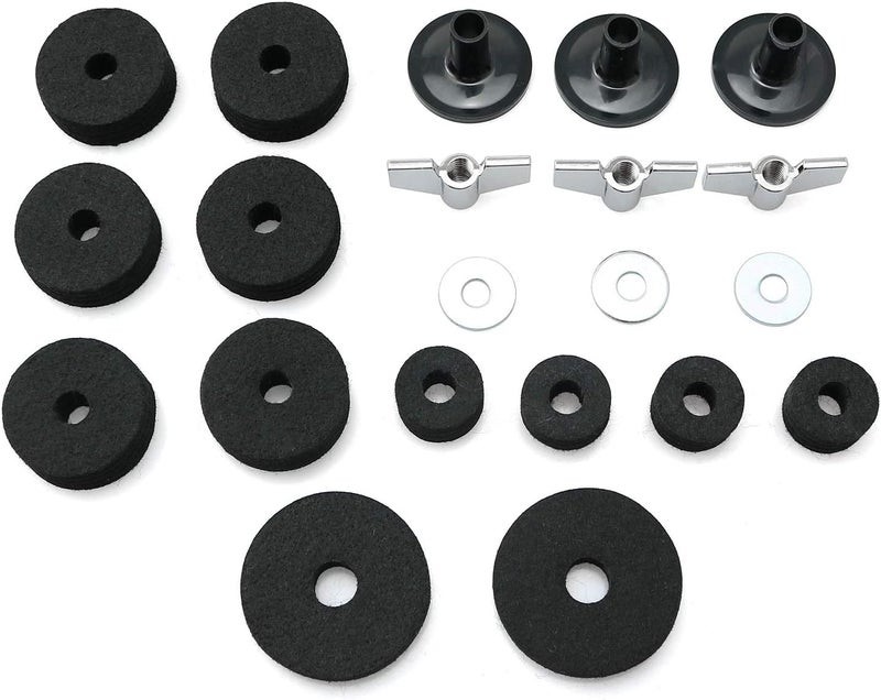 Longdex 21PCS Cymbal Replacement Accessories Cymbal Felt Pads Hi-Hat Clutch Felt Hi Hat Cup Felt Cymbal Sleeves with Base Wing Nuts and Washers - Image 1