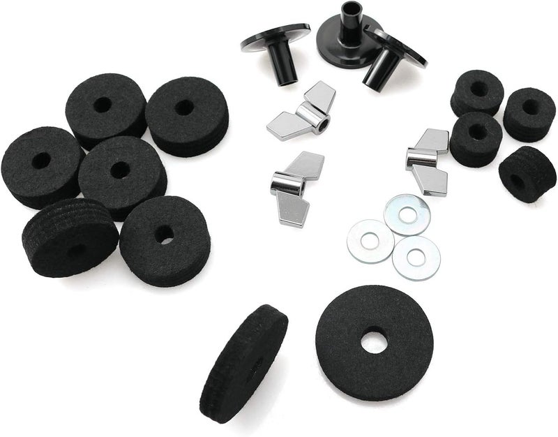 Longdex 21PCS Cymbal Replacement Accessories Cymbal Felt Pads Hi-Hat Clutch Felt Hi Hat Cup Felt Cymbal Sleeves with Base Wing Nuts and Washers - Image 4