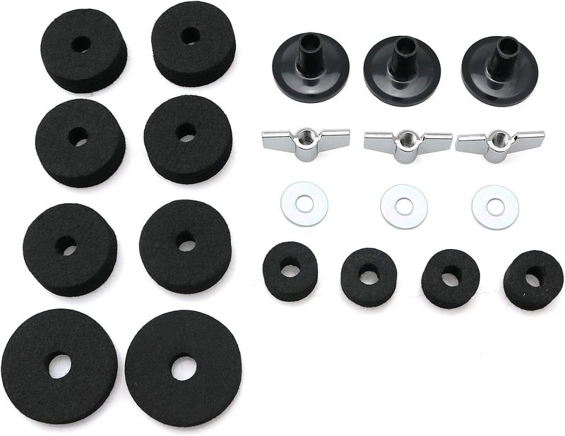 Longdex 21PCS Cymbal Replacement Accessories Cymbal Felt Pads Hi-Hat Clutch Felt Hi Hat Cup Felt Cymbal Sleeves with Base Wing Nuts and Washers - Image 2