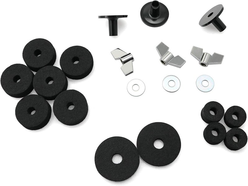 Longdex 21PCS Cymbal Replacement Accessories Cymbal Felt Pads Hi-Hat Clutch Felt Hi Hat Cup Felt Cymbal Sleeves with Base Wing Nuts and Washers - Image 3
