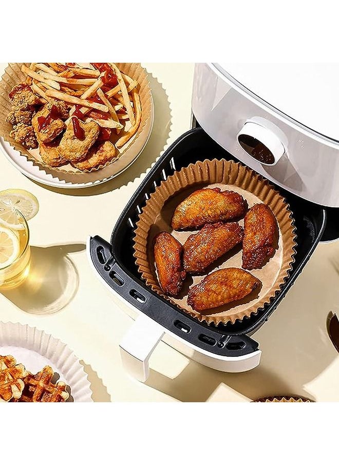 Arabest 100Pcs Air Fryer Disposable Paper Liner,Air Fryer Paper Liner,Baking Paper for Air Fryer,Waterproof,Log Pulp,For Microwave,Round,20*16.5*4.5cm,Original Color  - Image 2