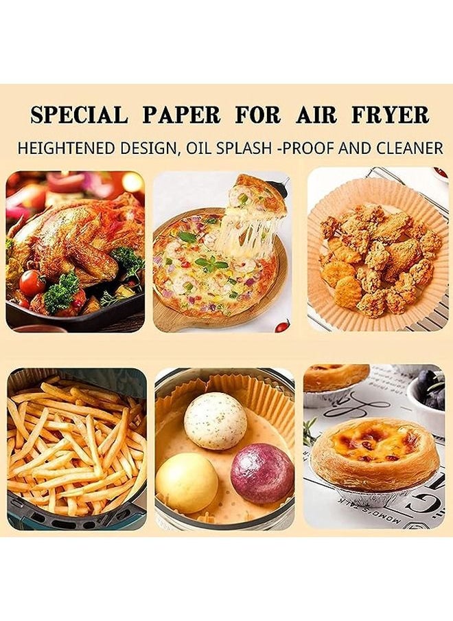 Arabest 100Pcs Air Fryer Disposable Paper Liner,Air Fryer Paper Liner,Baking Paper for Air Fryer,Waterproof,Log Pulp,For Microwave,Round,20*16.5*4.5cm,Original Color  - Image 4
