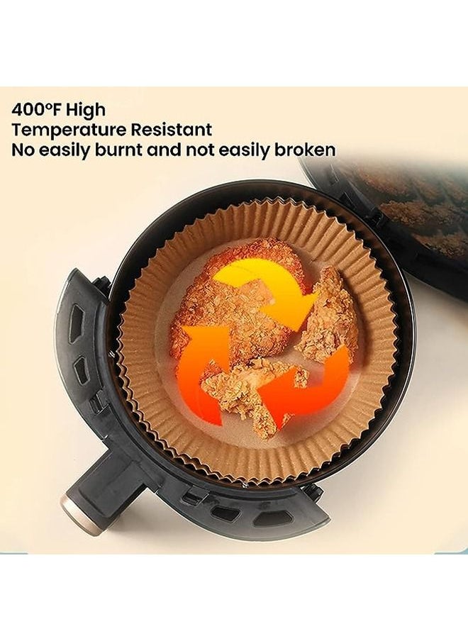 Arabest 100Pcs Air Fryer Disposable Paper Liner,Air Fryer Paper Liner,Baking Paper for Air Fryer,Waterproof,Log Pulp,For Microwave,Round,20*16.5*4.5cm,Original Color  - Image 3
