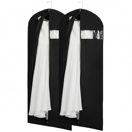 Kimmama Dress Bags for Gowns, Garment Bags for Hanging Clothes, Garment Protector Cover for Hanging Wedding Dress, Suit, Dance Costumes, Coat, PEVA, Grey, 60x167cm - Image 1