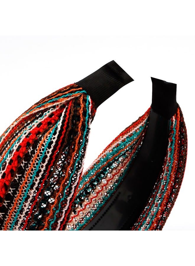 ACO-UINT Boho Headbands - Non-Slip Wide Large Head Bands with Teeth - Fashion Hairbands for Women & Girls (Red) - Image 3