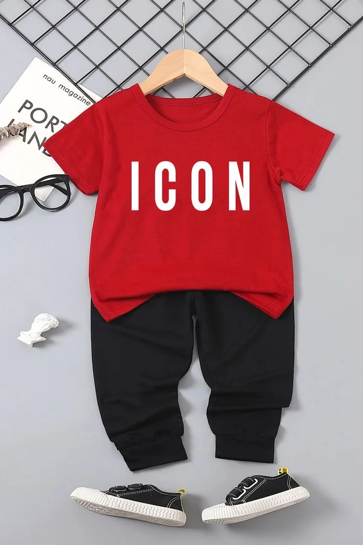 ONLYTRENDWEAR Kids Icon Bottom - Top Tracksuit Set 3-4 Years Old Red