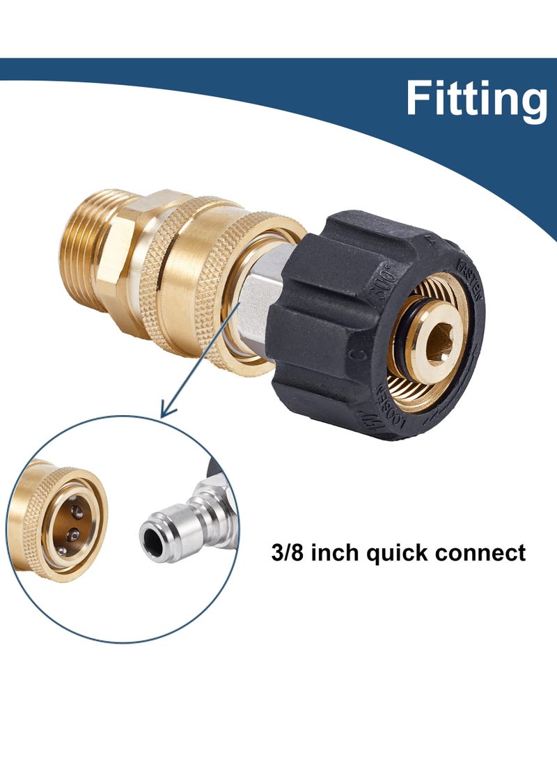 أجزاء توصيل سريعة لغسالة الضغط، محول خرطوم غسالة الضغط M22 14 مل إلى 3/8 بوصة، 4 قطع - Image 2