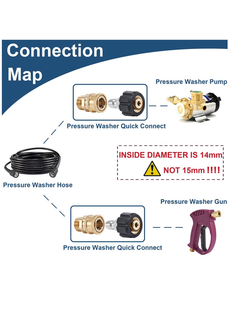 أجزاء توصيل سريعة لغسالة الضغط، محول خرطوم غسالة الضغط M22 14 مل إلى 3/8 بوصة، 4 قطع - Image 5