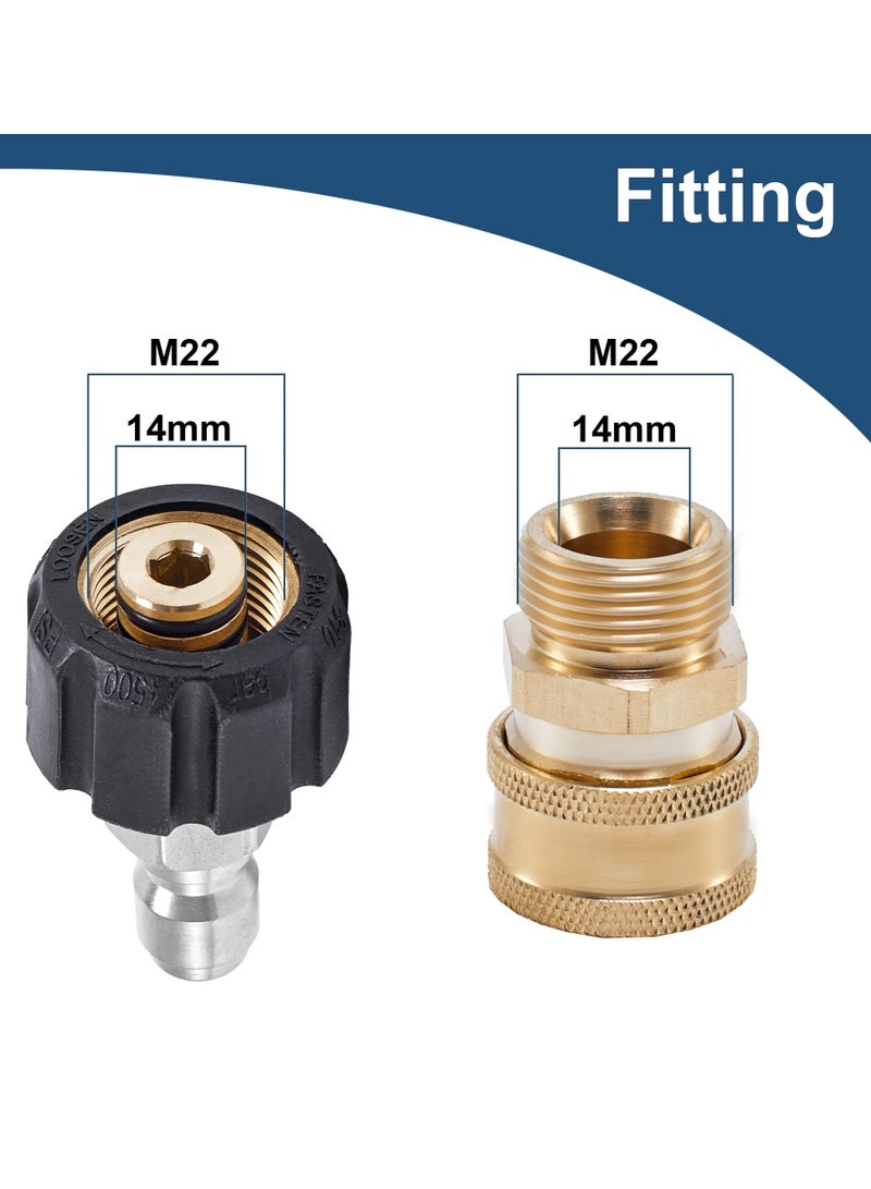 أجزاء توصيل سريعة لغسالة الضغط، محول خرطوم غسالة الضغط M22 14 مل إلى 3/8 بوصة، 4 قطع - Image 3