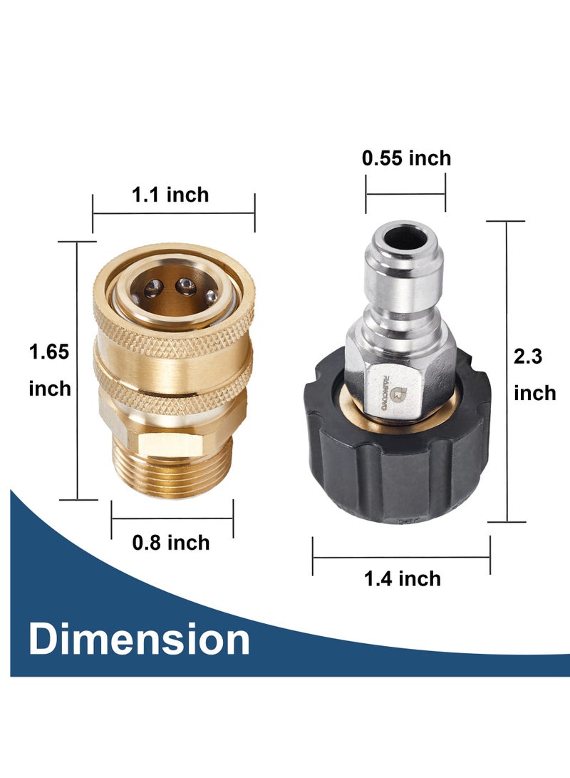 أجزاء توصيل سريعة لغسالة الضغط، محول خرطوم غسالة الضغط M22 14 مل إلى 3/8 بوصة، 4 قطع - Image 4