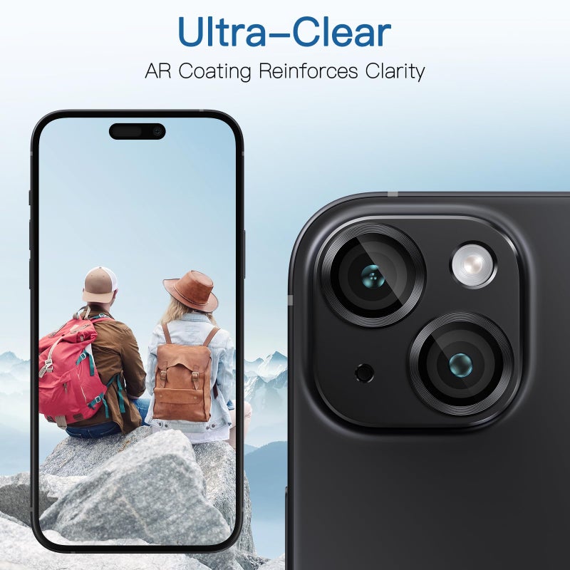 Uniwit [2 Pack Camera Lens Protector for iPhone 14/14 Plus,9H Tempered Glass,Aviation Aluminum Plate Cover,Night Circle,No Bubble,HD Clarity,Case Friendly,Easy Installation-Black - Image 5